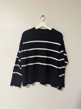 Sincerly Jules Black and White Striped Crewneck Sweater